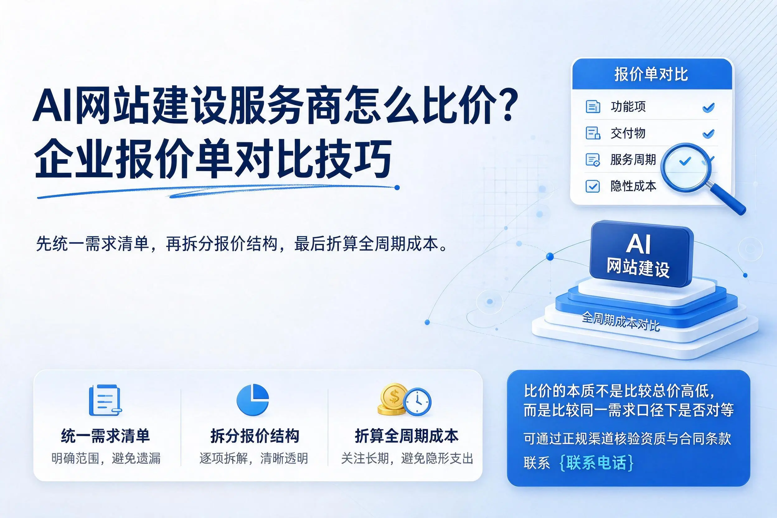 AI网站建设服务商怎么比价？衡水企业报价单对比技巧