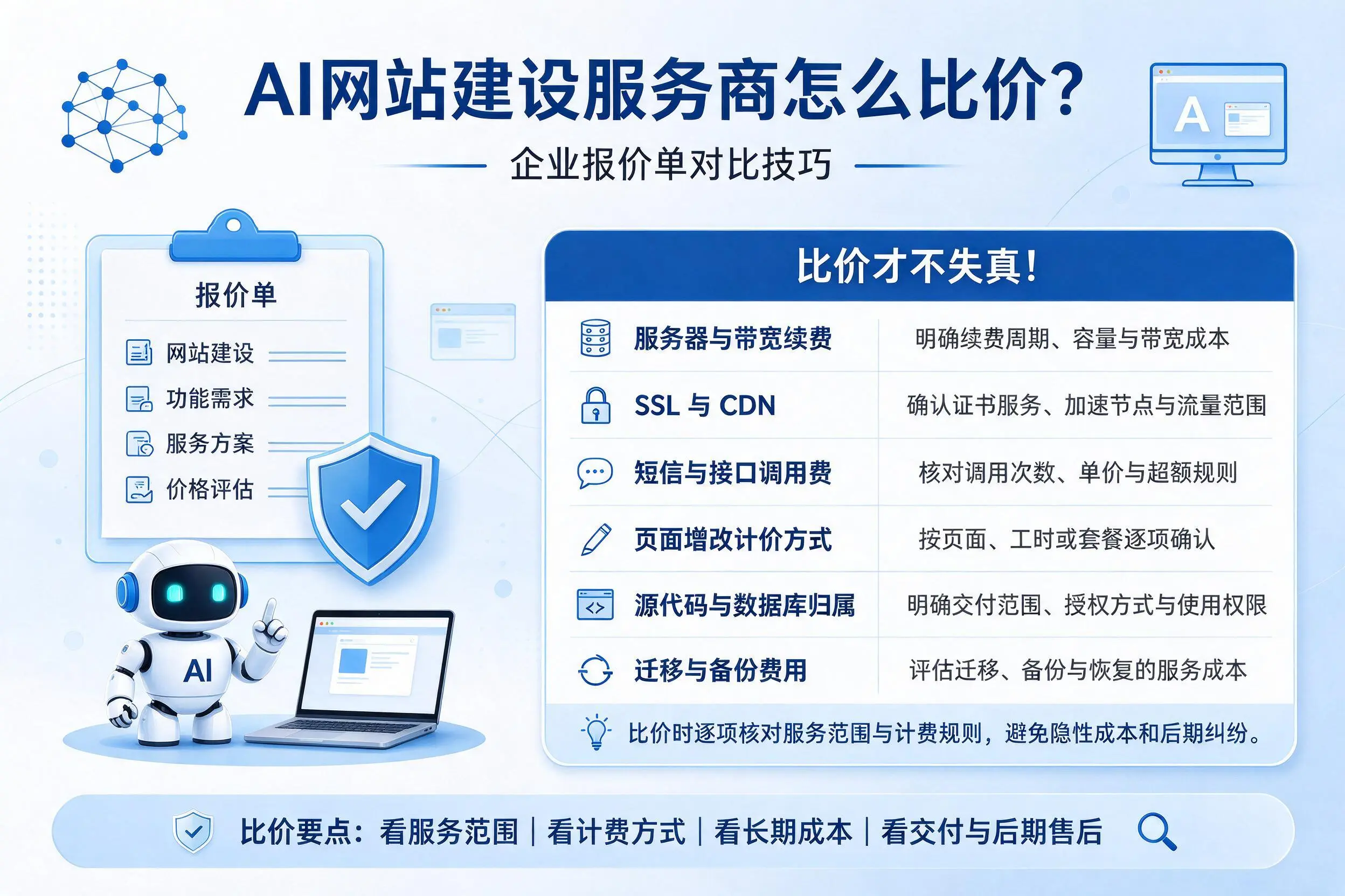 AI网站建设服务商怎么比价？衡水企业报价单对比技巧